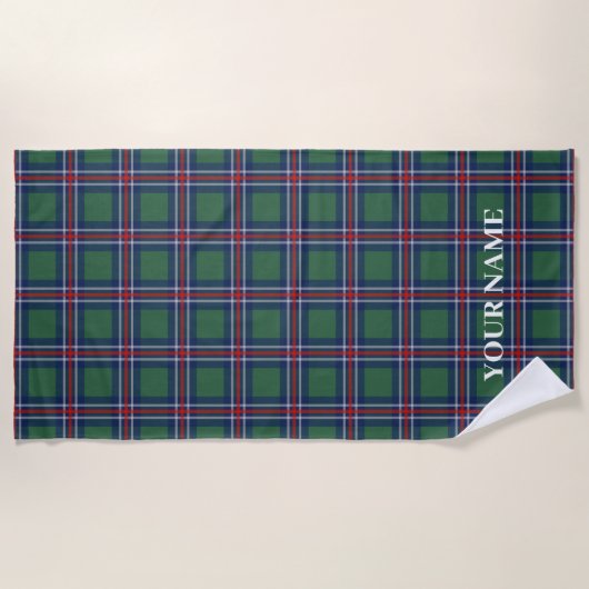 Trendy tartan plaid pattern personalized ビーチタオル (正面)
