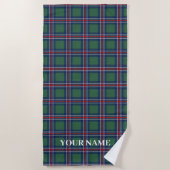 Trendy tartan plaid pattern personalized ビーチタオル (正面)