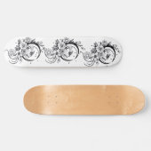 Trendy Tattoo Style Floral Crescent Moon Deck スケートボード (横)
