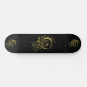Trendy Tattoo Style Floral Crescent Moon Deck スケートボード (横)