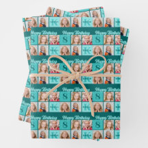 Trendy Teal Birthday Party Custom Photo Collage