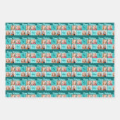 Trendy Teal Birthday Party Custom Photo Collage ラッピングペーパーシート (正面)