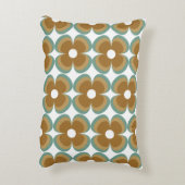 Trendy Teal Caramel Retro Groovy Flowers Seamless アクセントクッション (裏面(縦))