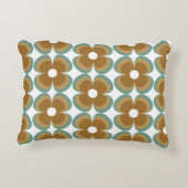 Trendy Teal Caramel Retro Groovy Flowers Seamless アクセントクッション (裏面)