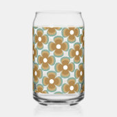 Trendy Teal Caramel Retro Groovy Flowers Seamless ガラス缶 (正面)