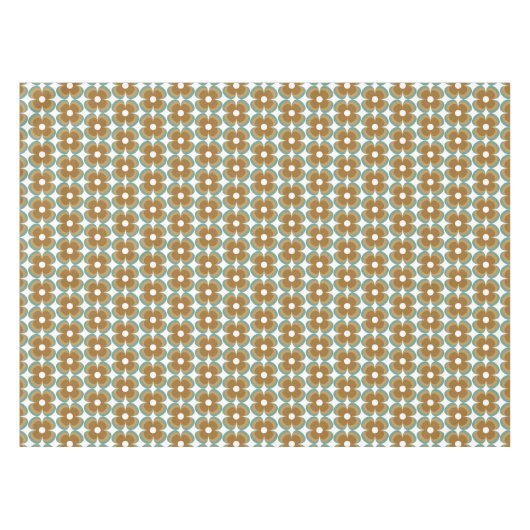 Trendy Teal Caramel Retro Groovy Flowers Seamless テーブルクロス (正面(横))