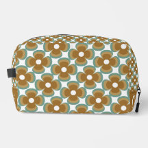 Trendy Teal Caramel Retro Groovy Flowers Seamless