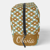 Trendy Teal Caramel Retro Groovy Flowers Seamless ドップキット (右)