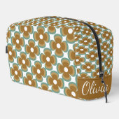 Trendy Teal Caramel Retro Groovy Flowers Seamless ドップキット (右コーナー)