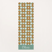 Trendy Teal Caramel Retro Groovy Flowers Seamless ヨガマット (正面)