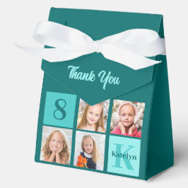 Trendy Teal Photo Collage Custom Birthday Party フェイバーボックス