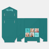 Trendy Teal Photo Collage Custom Birthday Party フェイバーボックス (見開き)