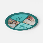 Trendy Teal Photo Custom Birthday Party ペーパープレート (アングル)