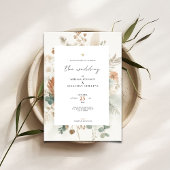Trendy Terracotta Flowers Wedding Invitation 招待状