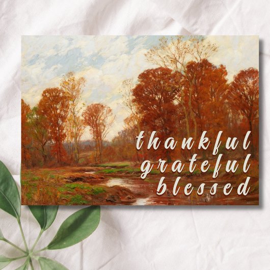 Trendy Thankful Grateful Blessed Autumn Landscape シーズンカード