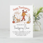 Trendy Thanksgiving Dinner Girl Dog Farm Pumpkin  招待状 (スタンド正面)