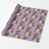 Trendy Tiger Head Purple ラッピングペーパー (アンロールド)