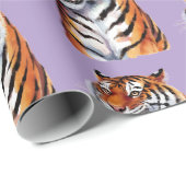 Trendy Tiger Head Purple ラッピングペーパー (ロールコーナー)