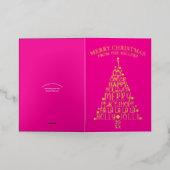 Trendy Tree Non-Photo Folded Hot Pink Gold 箔シーズンカード (外側レイダウン)