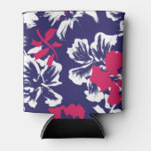 Trendy Tropical Abstract Blue Red Floral Pattern 缶クーラー (正面)