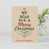 Trendy Typography Christmas Tree Holiday 3 Photo シーズンカード (スタンド正面)