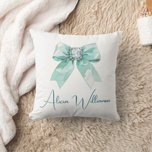 Trendy unique Cute green Personalized   クッション (ブランケット)