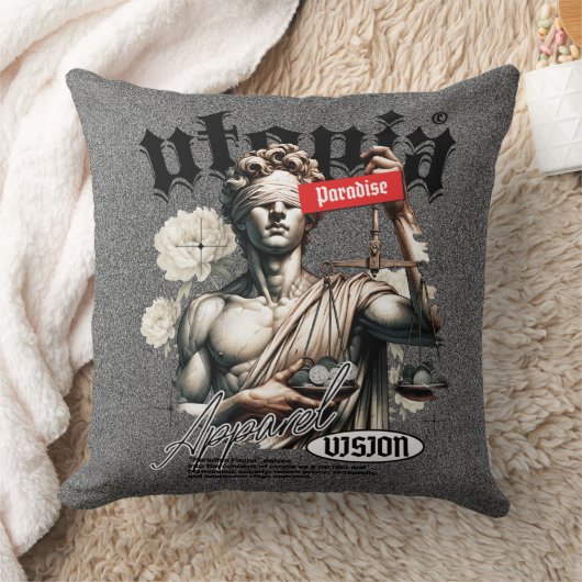 Trendy Urban Graffiti Throw Pillow クッション (ブランケット)