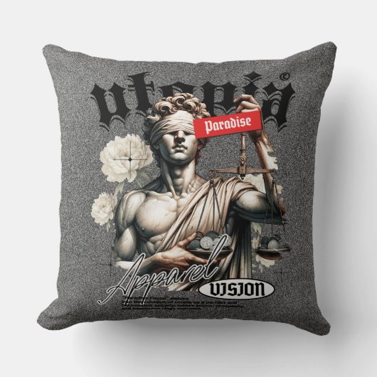 Trendy Urban Graffiti Throw Pillow クッション (正面)
