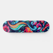 Trendy Urban Street Art Inspired Floral Skateboard スケートボード (横)