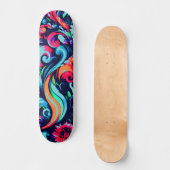 Trendy Urban Street Art Inspired Floral Skateboard スケートボード (正面)