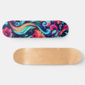 Trendy Urban Street Art Inspired Floral Skateboard スケートボード (横)