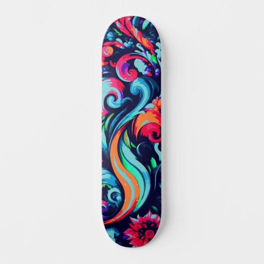 Trendy Urban Street Art Inspired Floral Skateboard スケートボード (正面)