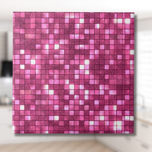Trendy Valentine Hot Pink Disco Style Square タイル