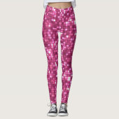 Trendy Valentine Hot Pink Disco Style Square レギンス (正面)