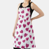 Trendy Valentine Pink Glitter Hearts on White エプロン (インサイチュ)