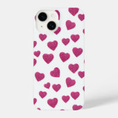 Trendy Valentine Pink Glitter Hearts on White iPhoneケース (裏面)
