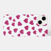 Trendy Valentine Pink Glitter Hearts on White iPhoneケース (裏面横)