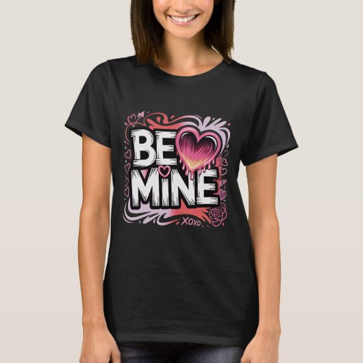 Trendy Valentine's Day Shirt Be Mine Streetwear Ae Tシャツ (正面)