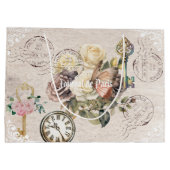 Trendy vintage french Journal de paris Rustic ラージペーパーバッグ (裏面)