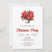 Trendy Watercolor Christmas Flowers Holiday Invite 招待状 (正面)