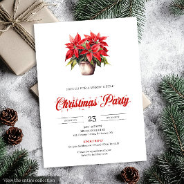 Trendy Watercolor Christmas Flowers Holiday Invite 招待状