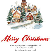 Trendy Watercolor Christmas Scene Greeting Card シーズンカード