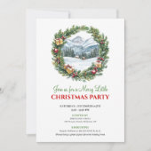 Trendy Watercolor Christmas Scene Printable Invite 招待状 (正面)