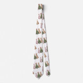 Trendy watercolor Christmas trees green gold tie ネクタイ (正面)