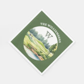 Trendy Watercolor Golf Oriented Course Cart スタンダードランチョンナプキン (角)