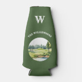 Trendy Watercolor Golf Oriented Course Cart ボトルクーラー (正面)