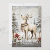 Trendy Watercolor Red White Vintage Reindeer Xmas シーズンカード (正面)
