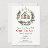 Trendy Watercolor Winter Scene Christmas Invite 招待状 (正面)