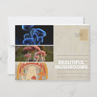 trendy whimsical mushroom poster card ポストカード