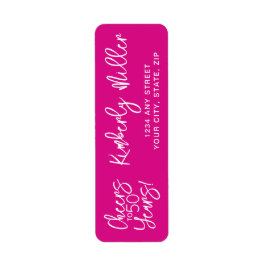 Trendy Whimsical Pink Cheers to 50 Years Birthday ラベル